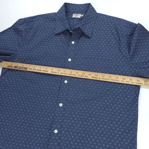NEW Faherty Short Sleeve Movement Shirt Navy Dusk Diamond Minimal Beachy Indie
